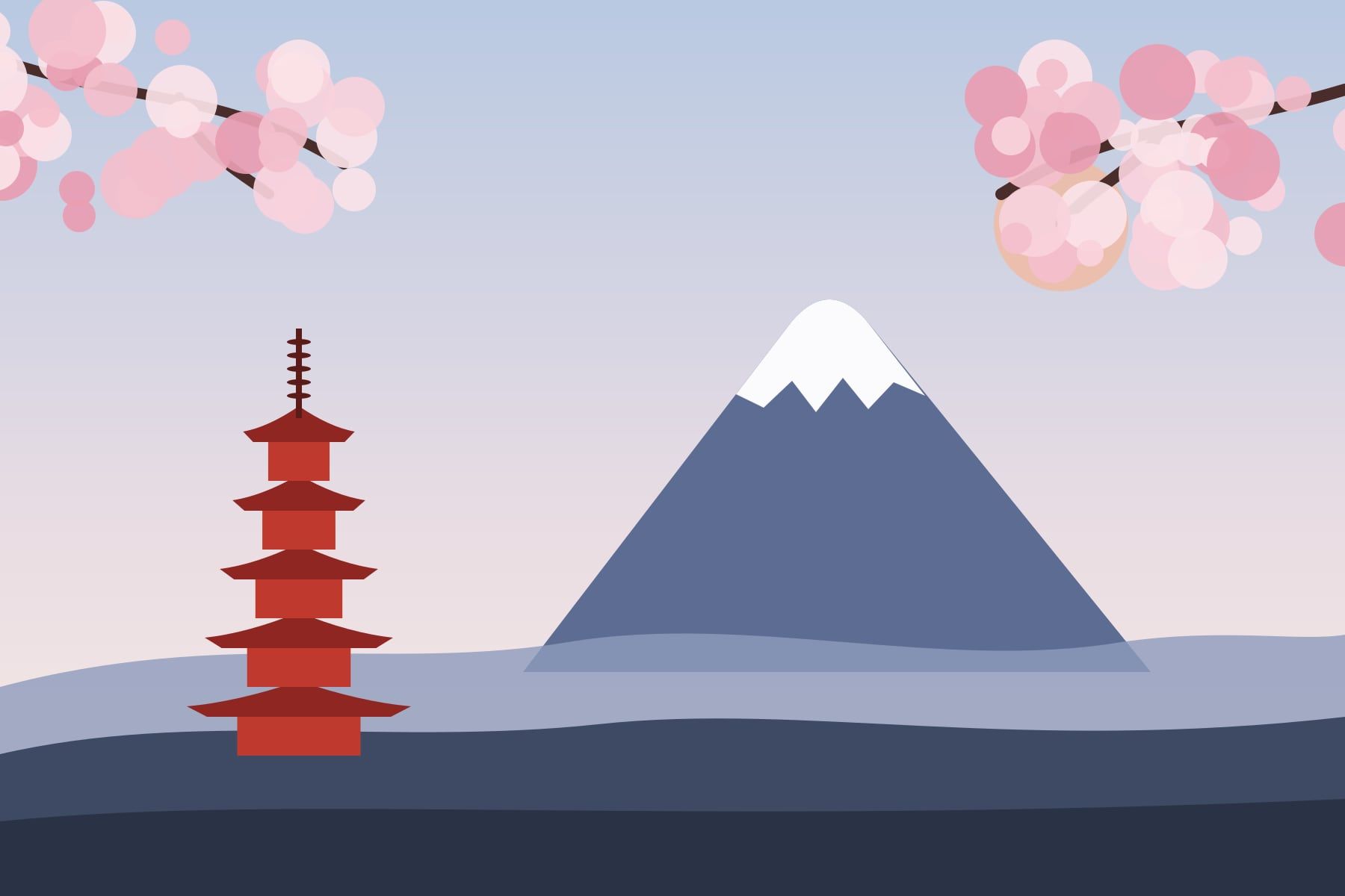富士山、五重塔和樱花
